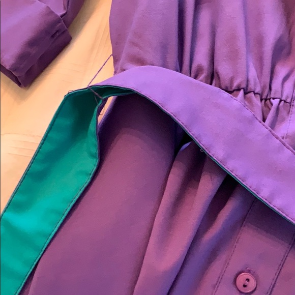 VINTAGE WILLI PURPLE/TURQUOISE SHIRT DRESS SZ10 - Picture 8 of 8